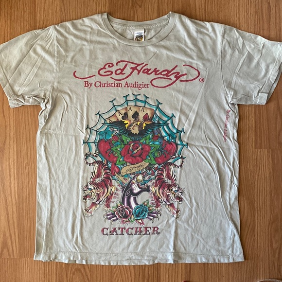 ❤️ Ed Hardy by Christian Audigier Logo Tee Size Large - Picture 1 of 10